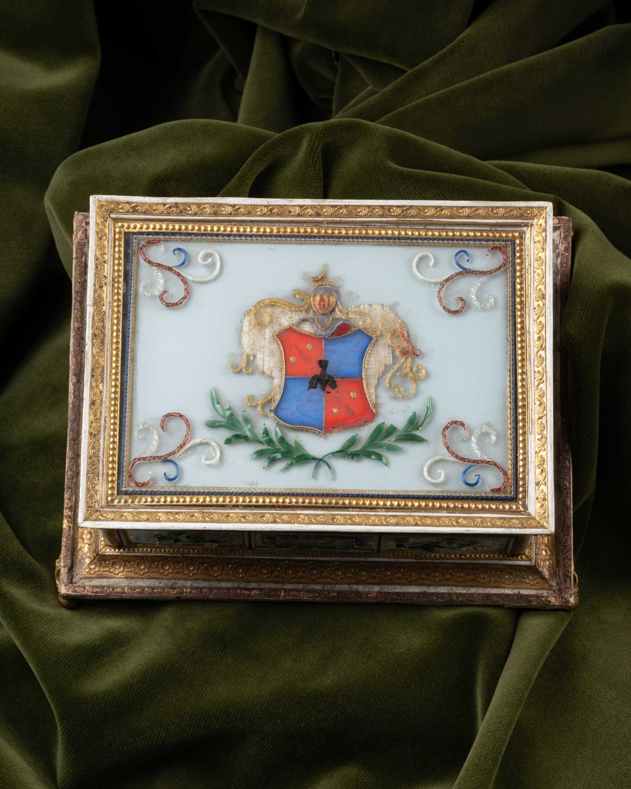 An Antique Spun Glass Casket