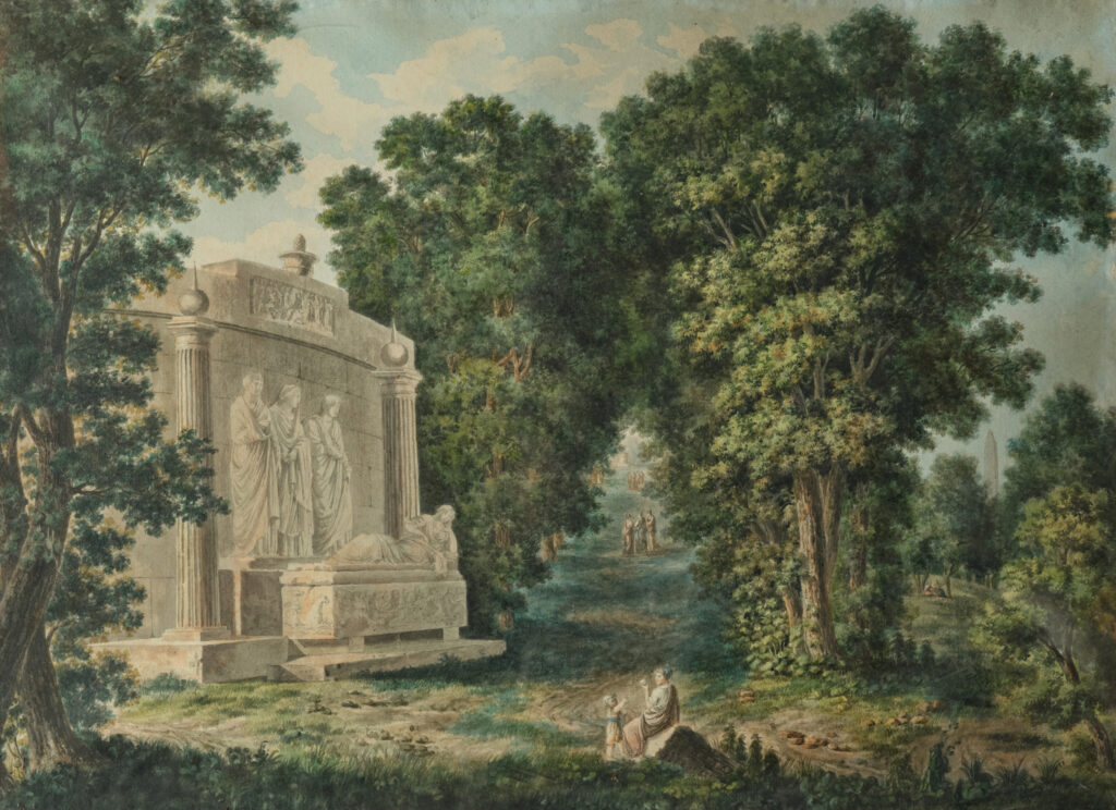 View of the Garden of the Borghese Villa, by Fleury Épinat