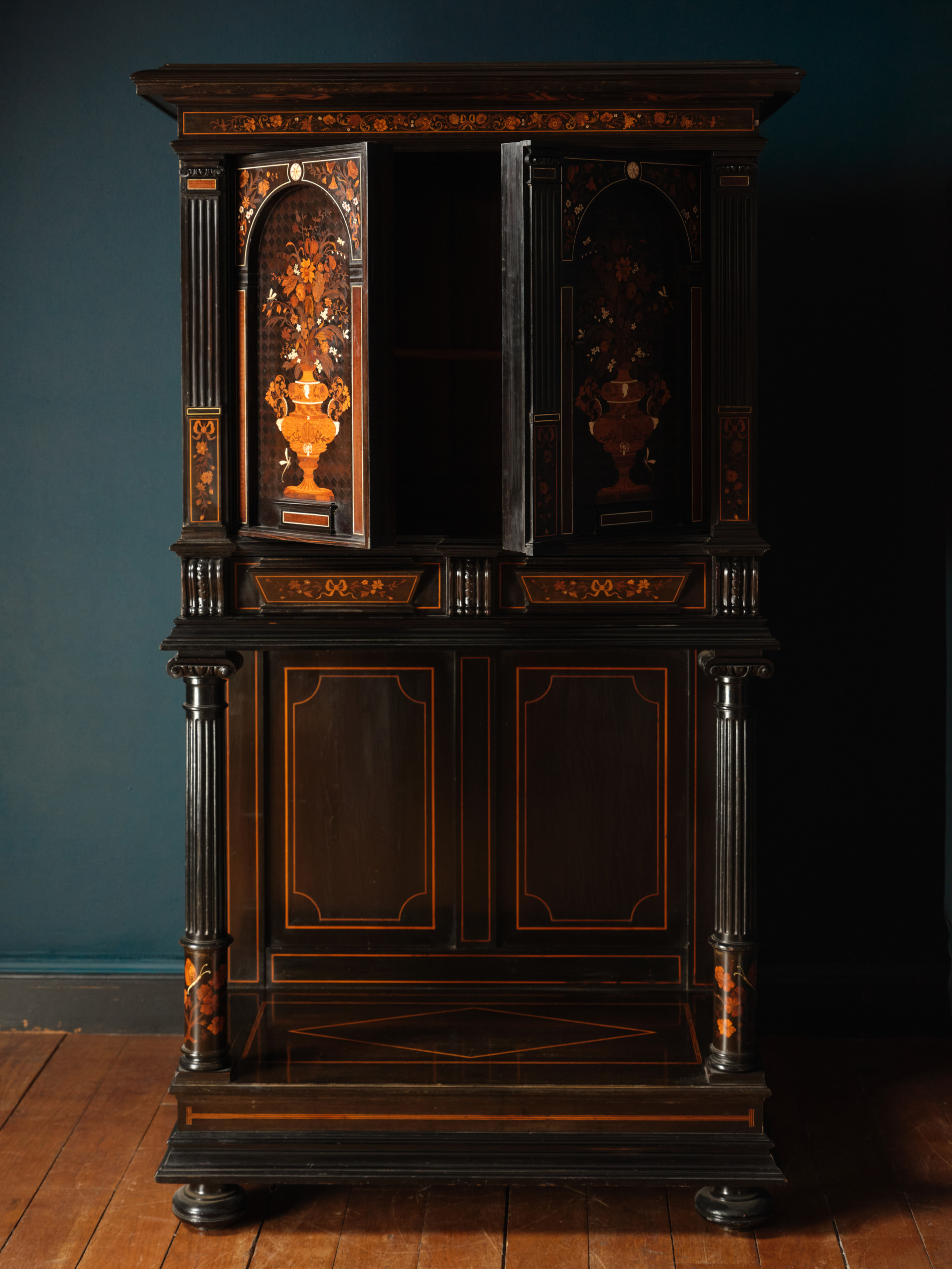 A Louis XIV-style marquetry cabinet by Charles Hunsinger
