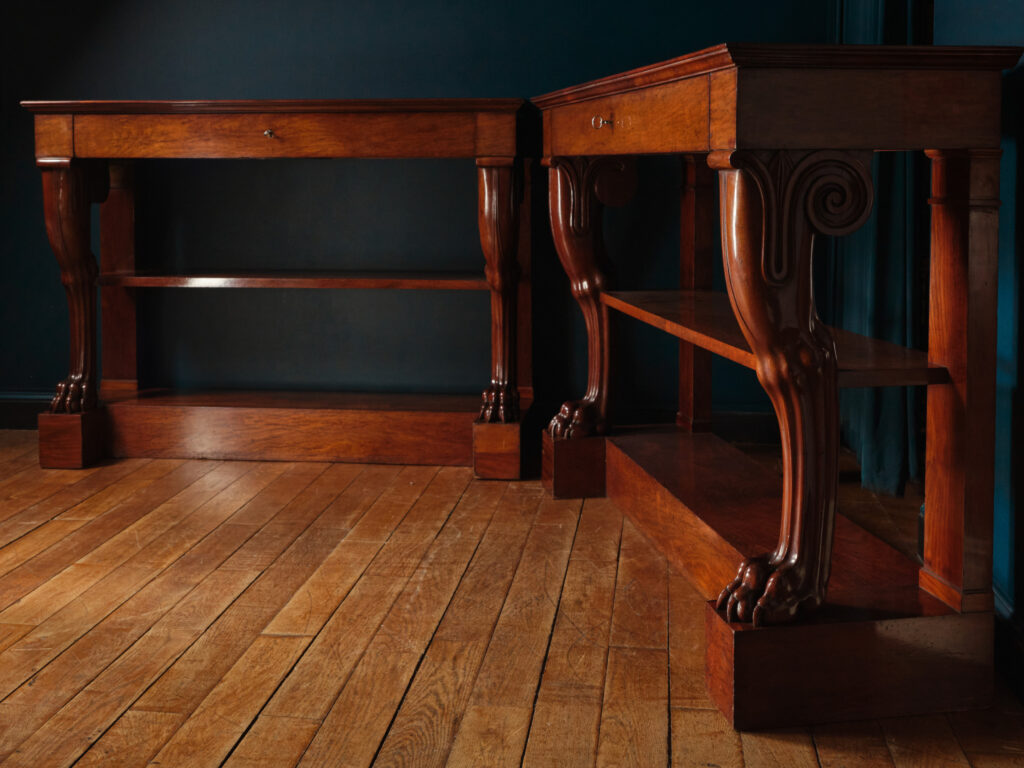 A Pair of Mahogany Console Tables, by Jacob-Desmalter
